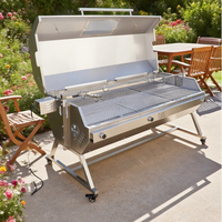 Rôtissoire pour barbecue en acier inoxydable de 25 watts, rôtissoire électrique portable moderne, pour l'extérieur, fenêtre d'observation avec hotte de 125 lb