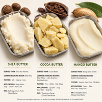 Beurre de karité pressé à froid, beurre de cacao, beurre de pépins de mangue en gros, matière première de qualité cosmétique pour la fabrication de savon, soins de la peau et des cheveux