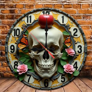 Round Wooden Wall <b>Clock</b> 25cm <b>Hand</b> Carved Silent Non Ticking Home Art Decoration - Product Image 6