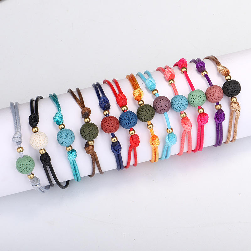 Handmade Hemp Rope Bracelet for Women Fashion Jewelry One Bead Lava Stone  Adjustable Bracelets