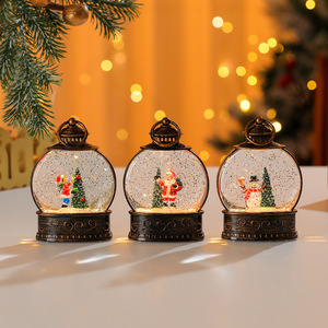 Cross-border Christmas miniature lantern, water-filled luminous <b>flat</b> lamp ornament, gift, atmospheric portable night light - Product Image 1
