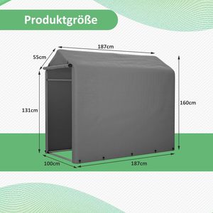 Tente d'atelier pour vélo Thanaddo, <span class=keywords><strong>abri</strong></span> de <span class=keywords><strong>jardin</strong></span>, rangement, carport, cadre en acier galvanisé pour vélo, <span class=keywords><strong>moto</strong></span>, 100x187x160cm - Product Image 5