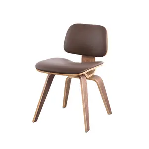 Özel yapılmış Modern tasarımcı kalıplı kontrplak Accent salonu sandalye ile veya olmadan ev ofis için yüksek kaliteli deri döşeme