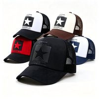 Gorra de malla de algodón con estrella de cinco puntas a precio mayorista, gorra de béisbol personalizada con estampado, gorra de camionero de moda, gorra de camionero para ciclismo y pesca