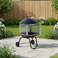 Brasero d'extérieur de 28 pouces à bois avec roues, chauffage de patio portable sur roulettes avec écran anti-étincelles pour jardin