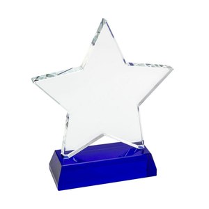 รางวัลคริสตัลฐานสีน้ำเงินขนาด 80 มม. รุ่น Star Trophy - Product Image 1