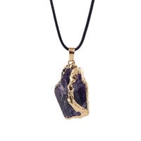 Collier pendentif en pierre naturelle, pierre précieuse irrégulière, fait main, cristal de guérison, bijoux vintage pour femmes et hommes, cadeau