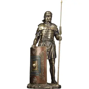 Soldato romano con giavellotto e scudo figurina in bronzo fuso a freddo
