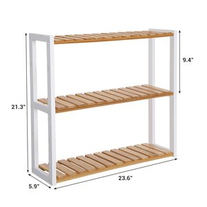 Bamboo Bathroom Wall Mounted Shelf White 3 <b>Tier</b> Adjustable <b>Plant</b> Shelf <b>Standing</b> Multi-Scene Use Storage Shelf - Product Image 5
