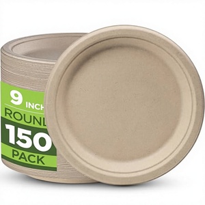 Platos de Papel Clásicos 100% Compostables, Paquete de 150, Resistentes, de 9 Pulgadas, Desechables, Biodegradables, de Bagazo de Caña de Azúcar, Redondos, para Fiestas - Product Image 2