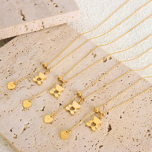 Moda nuevo acero inoxidable 18K oro luz lujo temperamento calado oso tirar cierre ajustable gargantilla collar - Product Image 2