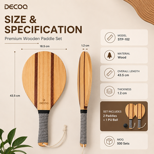 Ensemble de 2 raquettes de pickleball en bois avec logo personnalisé, poignée antidérapante, sangle de poignet, pour débutants, vente en gros OEM - Product Image 5
