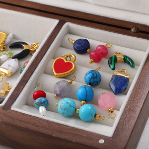 จี้ห้อยคอรูปหัวใจทำจากหินธรรมชาติสีสันสดใสสำหรับวันหยุดชายหาดสไตล์วันหยุดทำจากสแตนเลส - Product Image 2