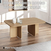 Table basse moderne en bois massif blanc personnalisable, élégante et adaptable pour la maison, la cuisine, le restaurant, le café