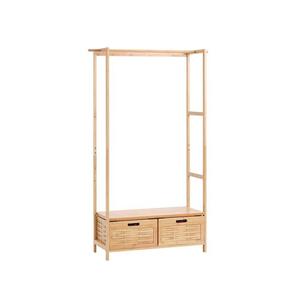Vente en gros Porte-vêtements en bambou étagère suspendue Vêtements de maison Étagères de rangement en bambou <span class=keywords><strong>avec</strong></span> 2 tiroirs - Product Image 1