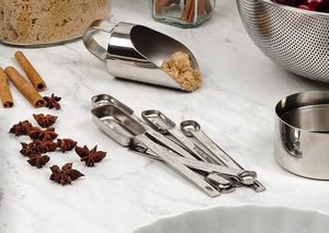 2026 Stainless Steel Eco-Friendly Measuring Spoons Set 6 Rectangular <b>Teaspoon</b> Tablespoon <b>Long</b> Handle Classic Design Dry Liquid - Product Image 3
