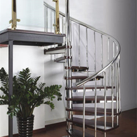 Escalier en spirale en acier au carbone, diamètre et hauteur personnalisés, utilisation intérieure et extérieure