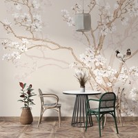 Palmbladeren Beige Crème Muurschildering Bloemen Fotobehang voor Eetkamer Woonkamer Hal Vochtbestendig Behang Woondecoratie