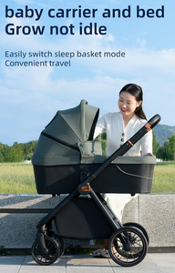 Cochecito de Bebé de Lujo 4 en 1 <span class=keywords><strong>para</strong></span> 0-3 Años, Estructura de Aluminio Ligera, Plegable <span class=keywords><strong>para</strong></span> Viaje, Diseño Alto <span class=keywords><strong>para</strong></span> Avión - Product Image 3