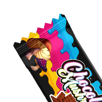 Emballage alimentaire pour barres chocolatées en PET personnalisé avec impression de logo, scellé à l'arrière