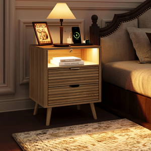 Modern Durable Vietnam OEM Manufactured Wood Nightstand with 2 <b>Drawers</b> for Bedroom and Living Room Furniture BEDSIDE TAB MD03 - Product Image 3