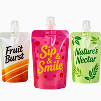 Pochette souple alimentaire avec bec verseur pour sauces, huiles, jus et liquides, sac d'emballage avec bouchon, sac en plastique imprimé sur mesure avec buse