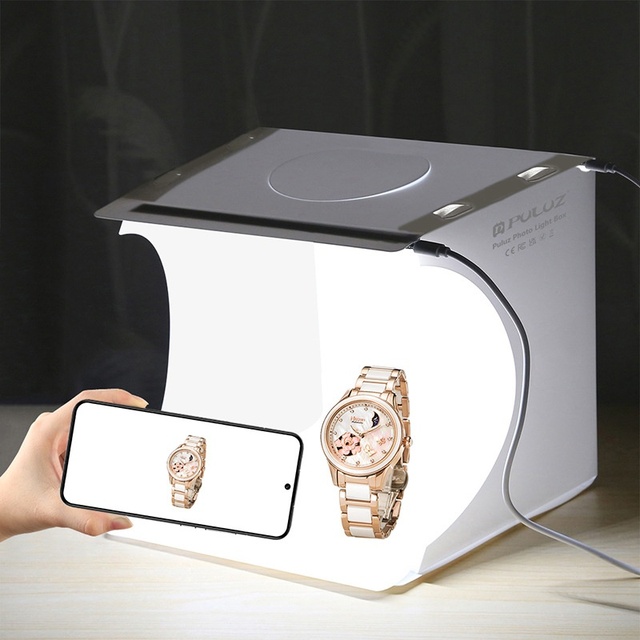 PULUZ Mini Photo Studio Accessory Kit 20cm 2 LED Panels 1100LM Light Folding 1100LM Photo Lighting Tent Box