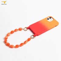 Bracelet de téléphone de luxe, pendentif coloré, porte-clés, perles en acrylique, cordon fait à la main, sangle de téléphone portable de 30 cm pour iPhone