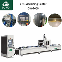 Centre d'usinage CNC 3 axes OUWO avec broche motorisée italienne haute vitesse de 8 kW pour fenêtres, portes et murs-rideaux en aluminium