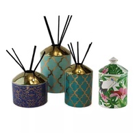 Synwish Oem luxe personnalisé décalcomanie bougie en céramique pot vide cylindre diffuseur d'arôme ensemble de bocal