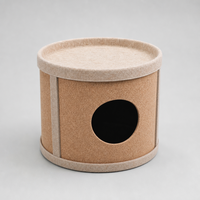 Cama cilíndrica para gatos con textura de corcho natural y apertura redonda, nido alto y acogedor para gatos de interior, diámetro. 395 x 745 mm