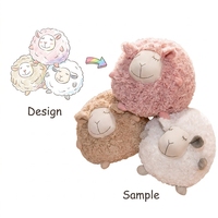Coussin rond en peluche mouton, style européen, jouet en laine rembourré, doux et confortable, anti-stress, 28 cm, cadeau d'anniversaire pour enfants