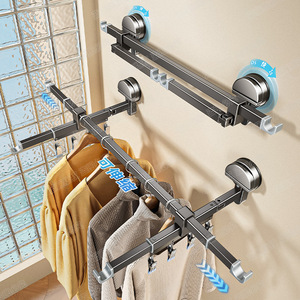 Telescopic Clothes Drying Rack With Suction Cups Foldable No Drilling Required For Balcony Or Indoor Use - Product Image 2