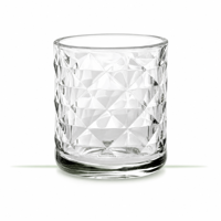 Conteneur à bougie en verre cylindrique transparent, 8 motifs en relief, 8x9cm, 330g, pot à bougie vide pour la décoration de table à la maison