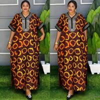 Nouvelle Robe Kanga Africaine Imprimée Décontractée et Ample pour Femme, Grande Taille, Style Ethnique, Motif Diamant, Idéale pour les Fêtes, Collection Été, Robuste et Disponible en Stock