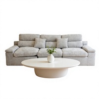 Canapé modulaire moderne gris clair aspect lin, compressé et emballé sous vide, gain de place, taille personnalisable pour hôtel, appartement et atelier