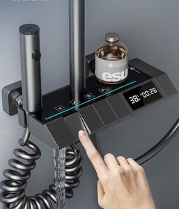 Set Doccia Completo Intelligente con Display Digitale Grigio Canna di Fucile, Soffione Pressurizzato e Rubinetteria da Bagno <span class=keywords><strong>a</strong></span> Getto Morbido per Condizioni Igieniche - Product Image 3