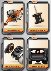 Moulinet de pêche à lancer Histar MS-X 186G 7.1:1 à rapport élevé, puissance de frein 6kg, 5+1BB, 10 aimants N50, pour rivière, lac, main gauche - Product Image 5