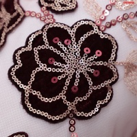 Tissu en velours extensible à motifs floraux avec sequins pour huipil de chaîne de pédale