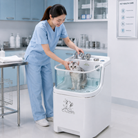 Baignoire de toilettage pour chien de luxe en acrylique blanc sur mesure avec porte d'accès, conception empilable anti-colmatage pour salle de bain