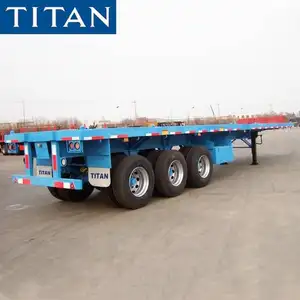 出售三轴20/40英尺平板床平台40英尺集装箱平板半卡车拖车