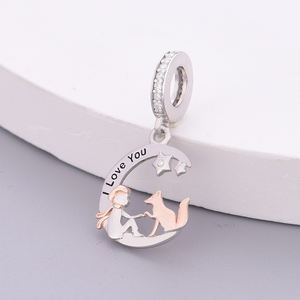 Fit Original marque bracelet à breloques 925 argent Sterling <span class=keywords><strong>petit</strong></span> <span class=keywords><strong>Prince</strong></span> et renard amour coeur pendentif perle pour les femmes fabrication de bijoux - Product Image 4