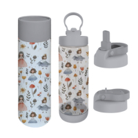 Gran oferta, botella de agua Tritan sin BPA para niños, colores y patrones personalizados, aptos para lavavajillas con método de flujo tipo pajita