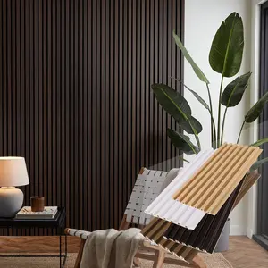 客厅装饰用豪华层压室内格栅3d木塑人造板墙面装饰
