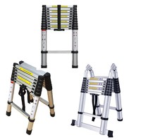 Échelle télescopique simple en aluminium de 3,8 m, modèle Champion des ventes, 13 marches, moderne, gain de place, capacité de charge élevée, pliable et portable