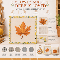Kit de broderie sur toile personnalisé pour l'automne avec fil, toile large de qualité supérieure, tissu vierge pour artisanat, broderie et point de croix