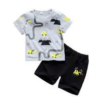 Bear Leader-ropa con estampado de coche para bebés y niñas, conjunto de ropa de algodón de verano, camiseta y pantalones cortos