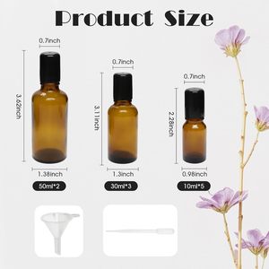 Botella de Vidrio Ámbar para Aceites Esenciales, Gotero para Suero para el Cuidado de la Piel, Gotas para Ojos, 5ml 10ml 15ml 20ml 30ml 50ml, Impresión Serigráfica - Product Image 2