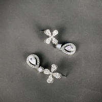 Boucles d'oreilles pendantes de luxe en argent sterling 925 GRA, motif trèfle à quatre feuilles, avec moissanite VVS, pour femme, style princesse