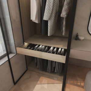 מודרני מותאם אישית led ארונות ארונות מתכת ומלתחה מחטות עץ עם דלת זכוכית לרהיטים ביתיים חדר שינה - Product Image 4